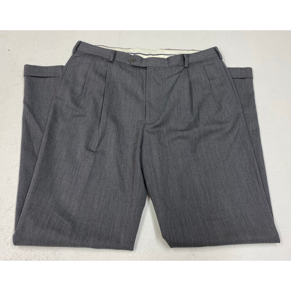 Men Brooks Brothers Madison 1818 pleated cuffed wide leg wool dress pants, 38/34